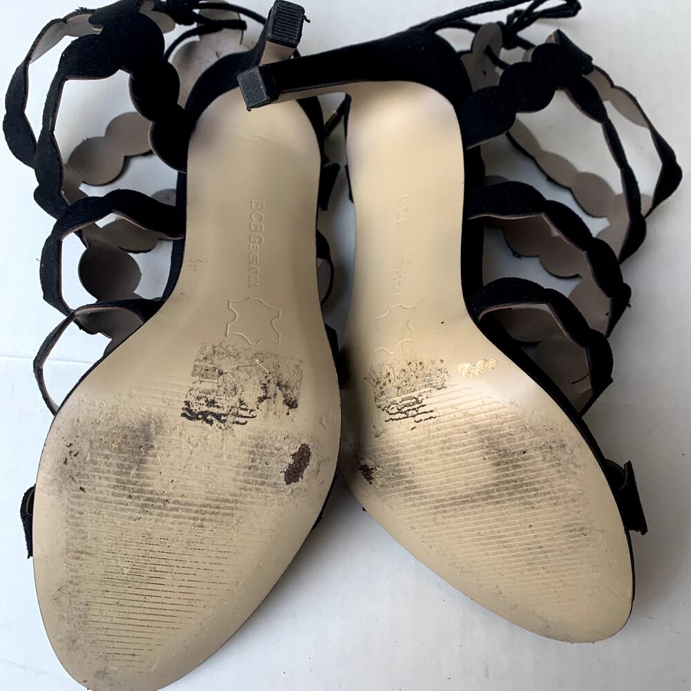 BCBGeneration High Heel Sandal Shoes CHIKO Black Suede Strappy Tie Gladiator 6.5 - Picture 8 of 8